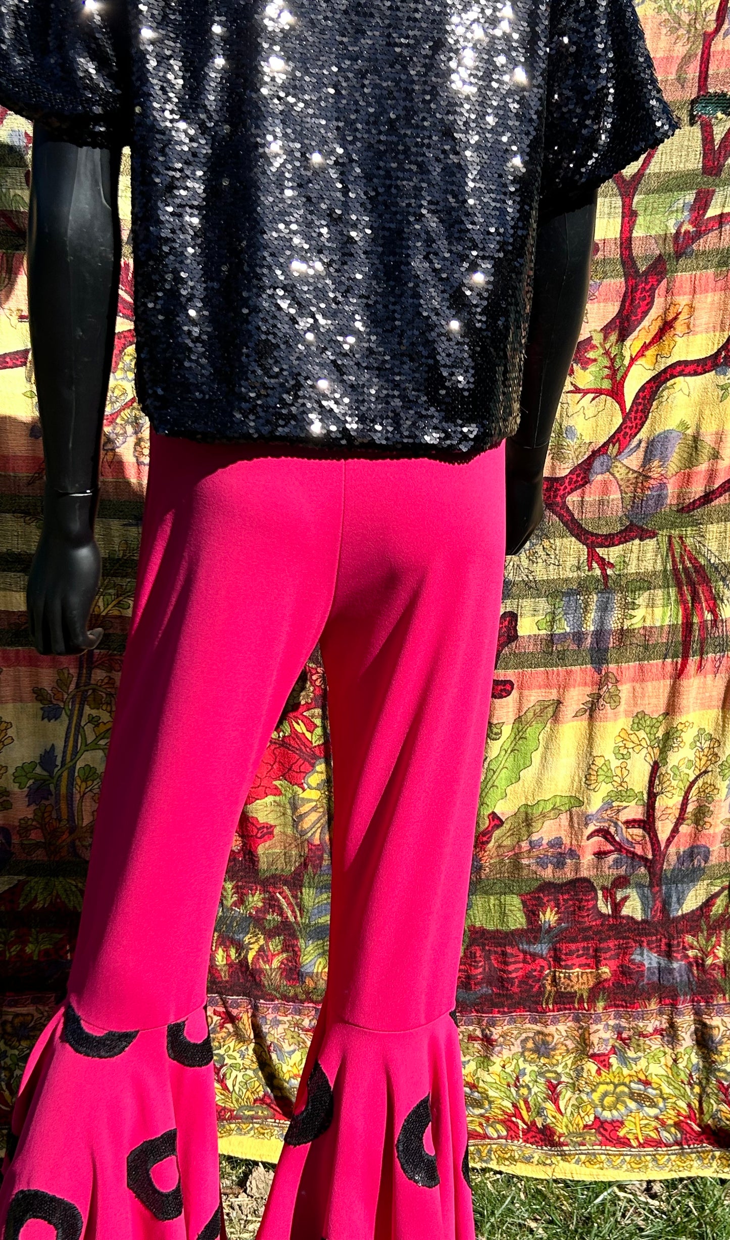 Phunken groovin bellbottom two piece sequin outfit Size large