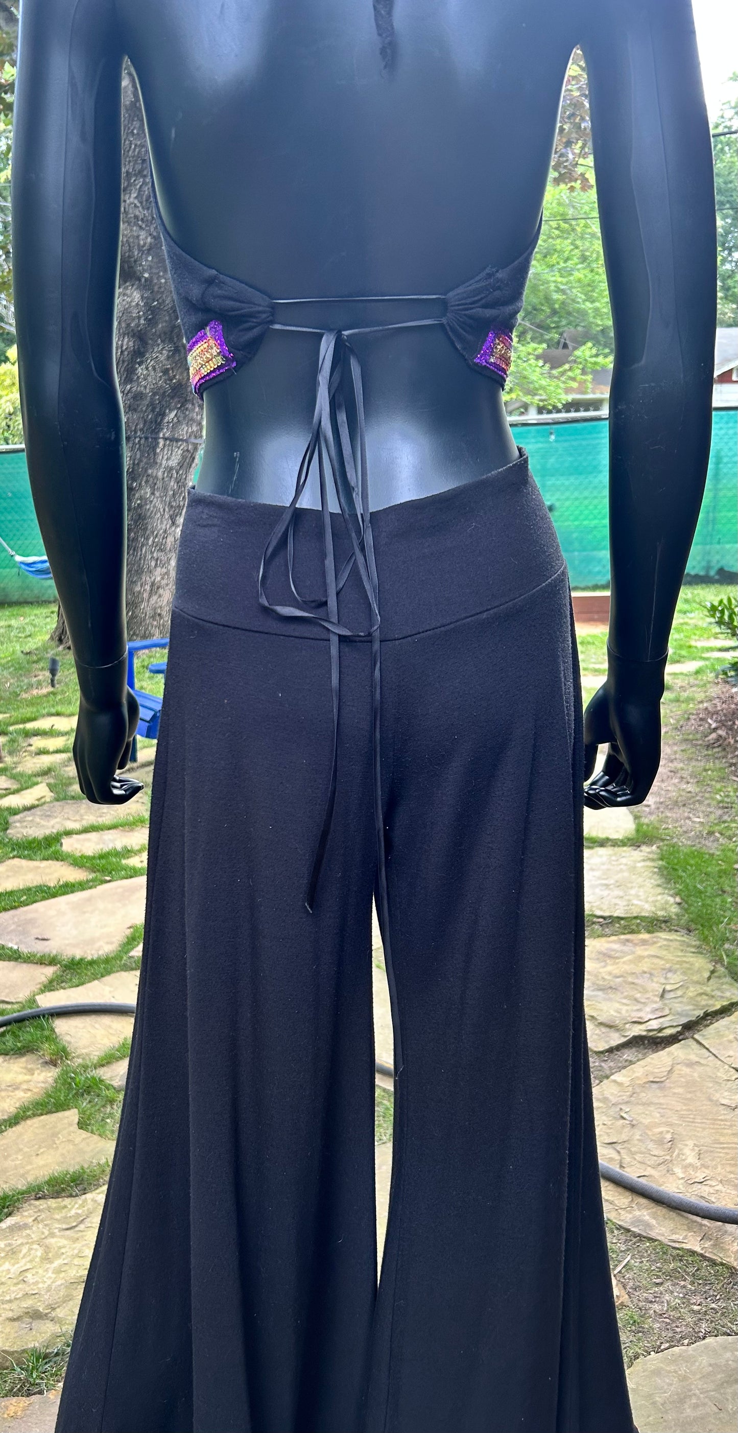 BMFS, two piece, bellbottom and halter set