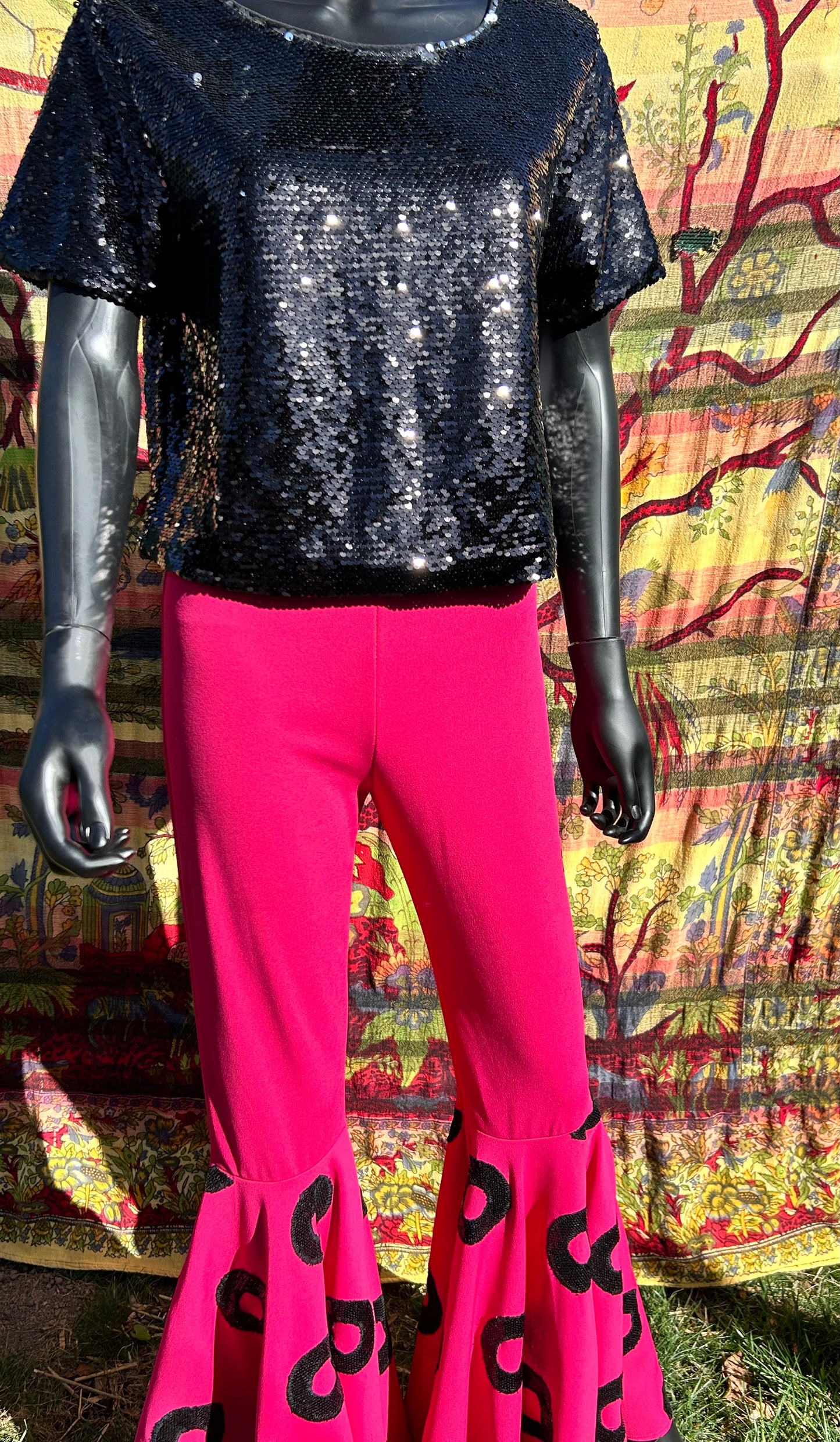 Phunken groovin bellbottom two piece sequin outfit   Size large