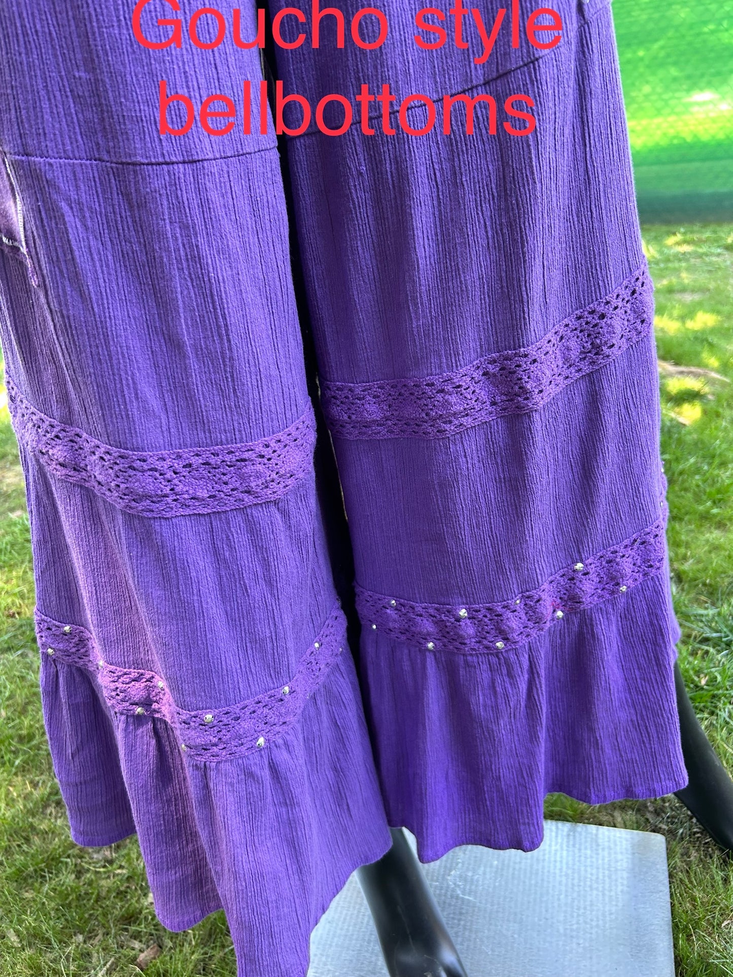 Purple bellbottom and halter two piece