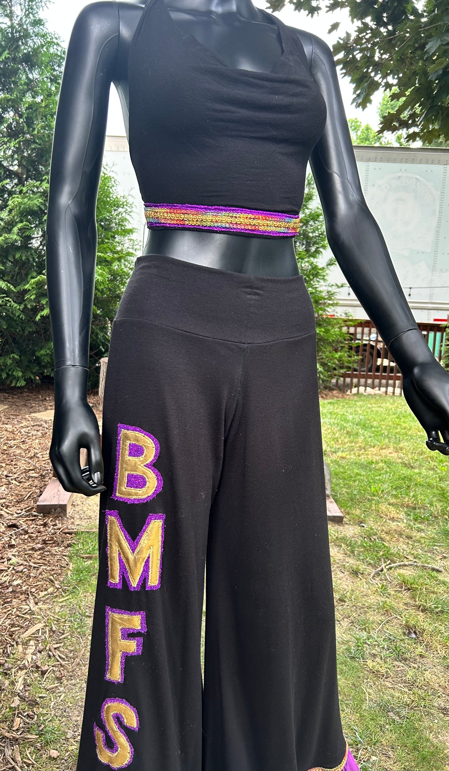 BMFS, two piece, bellbottom and  halter set