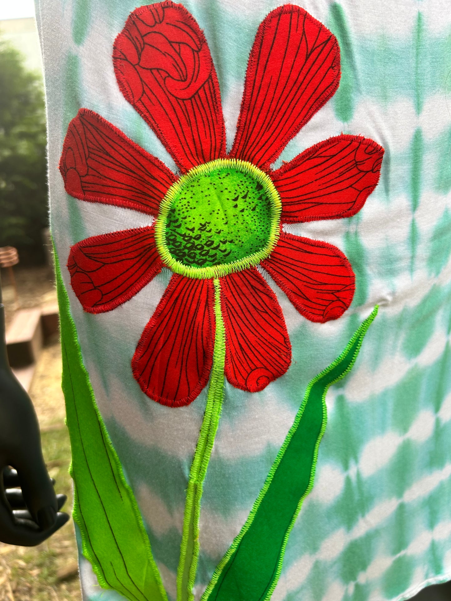 BMFS red daisy tie-dye dress