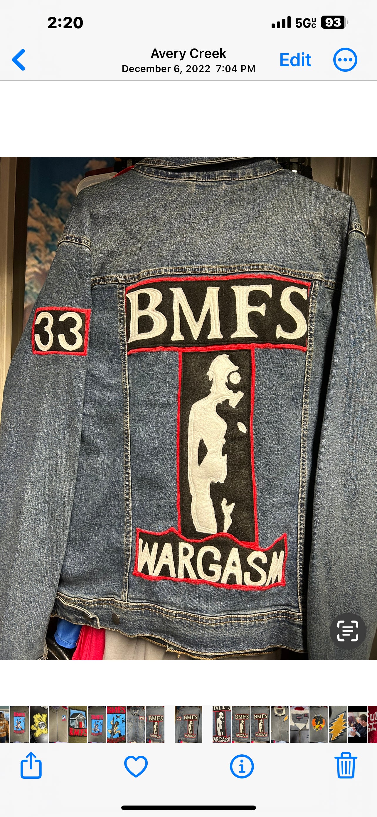 Billy strings/BMFS wargasm denim jacket Men’s XL