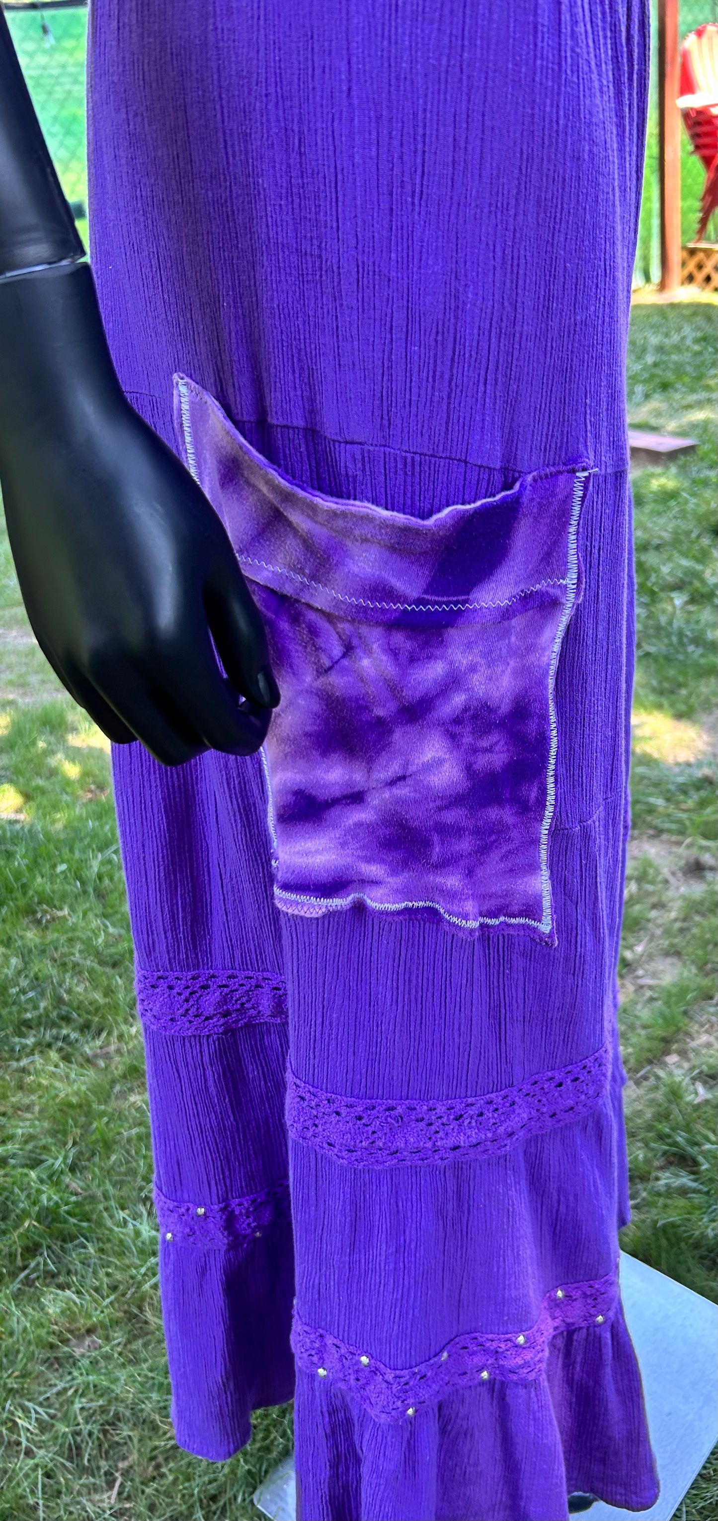 Purple bellbottom and halter two piece