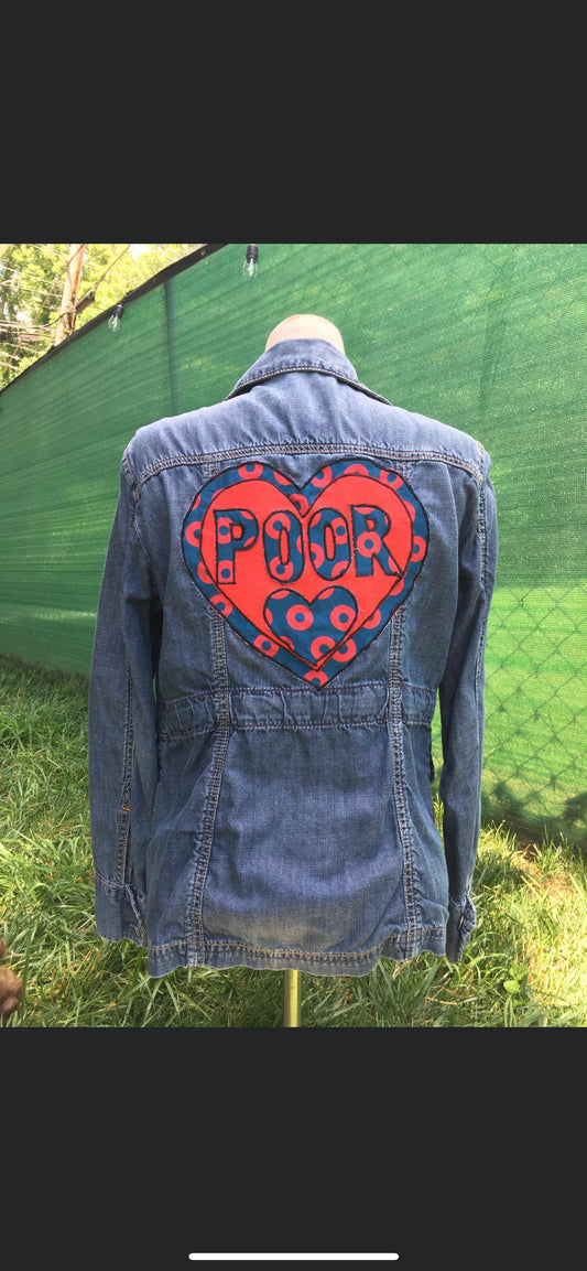 Upcycled ,Jean , poor heart. Phish jacket