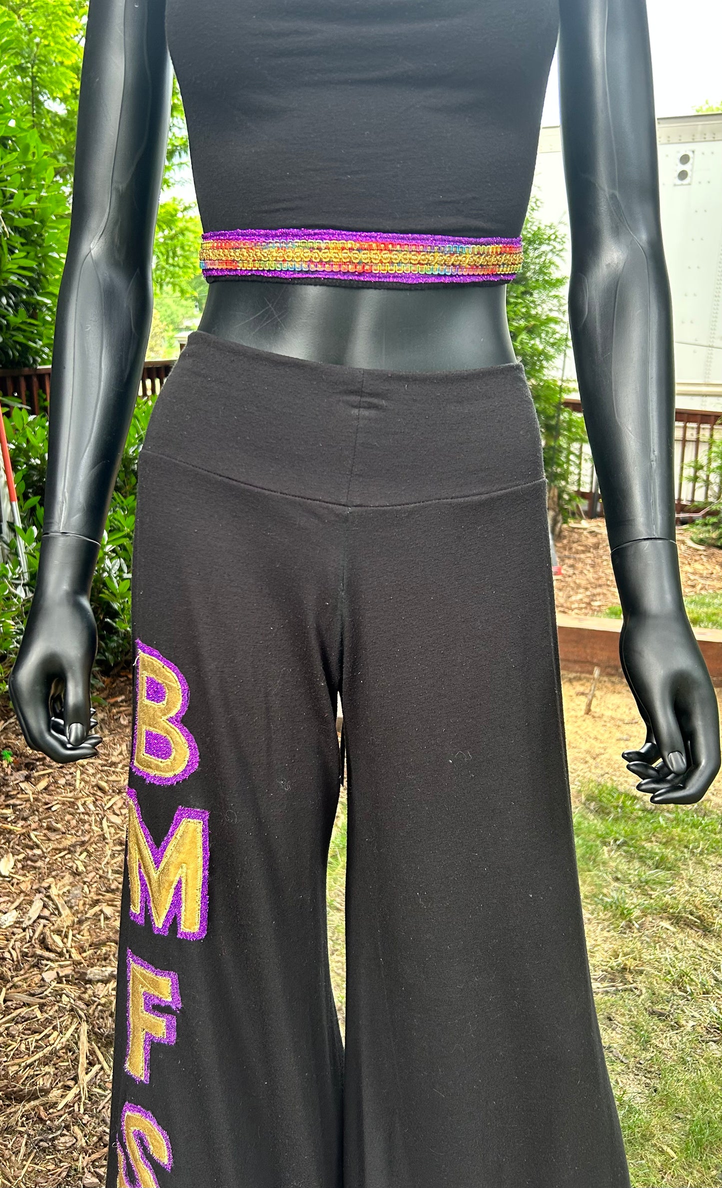 BMFS, two piece, bellbottom and  halter set