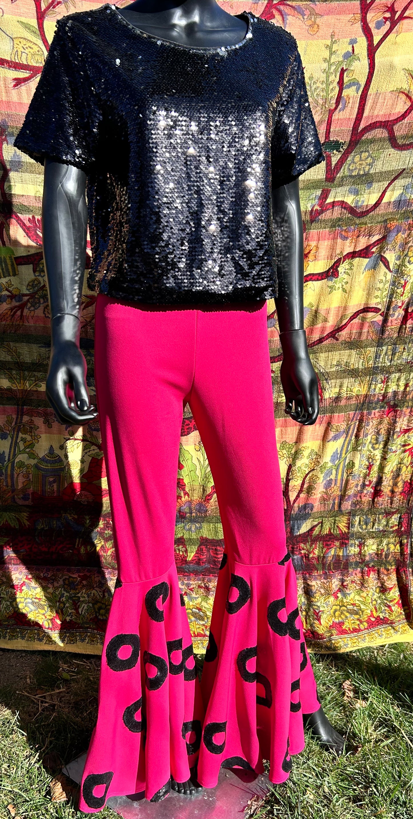 Phunken groovin bellbottom two piece sequin outfit   Size large